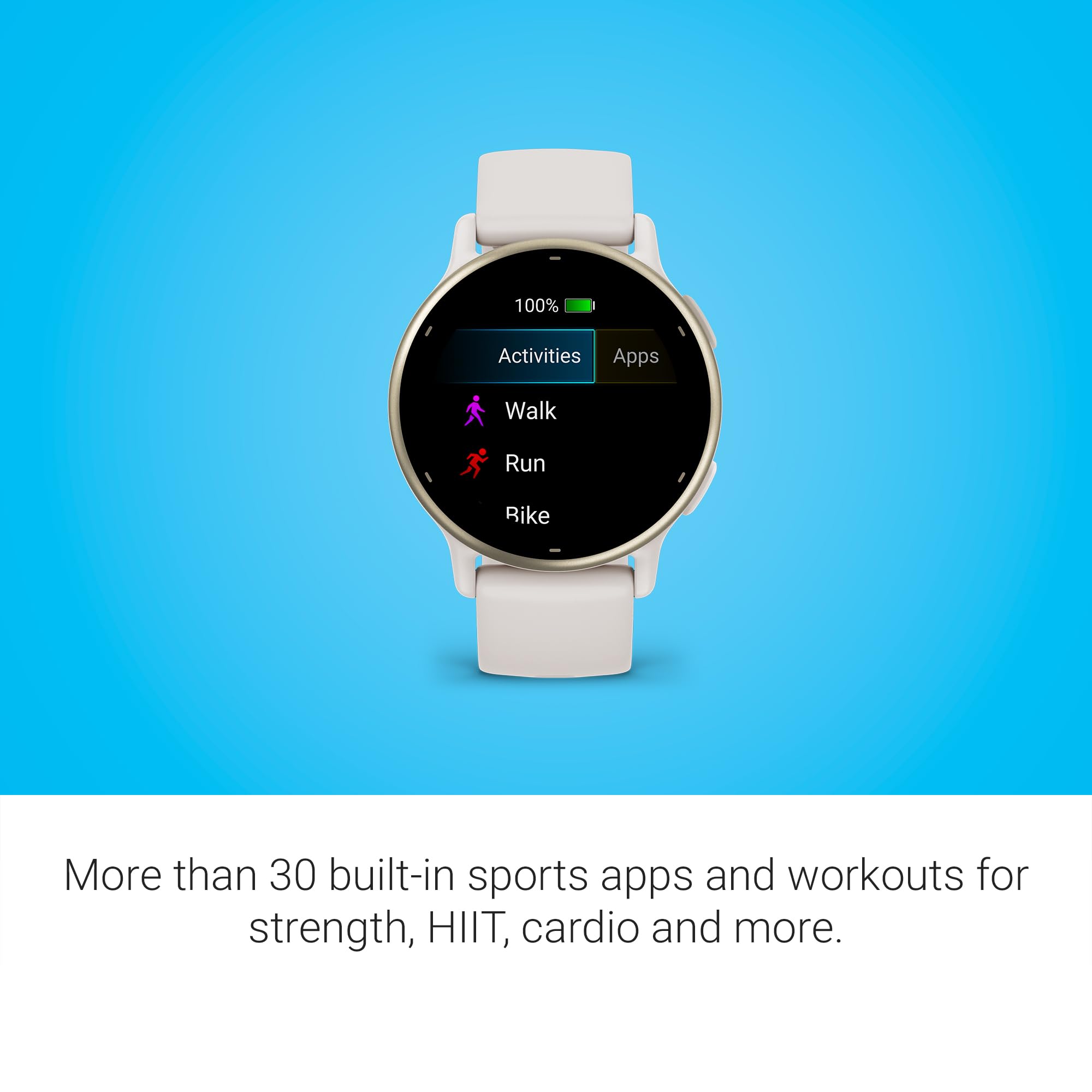 Menú de caminar, correr y ciclismo en la pantalla del Garmin vívoactive 5