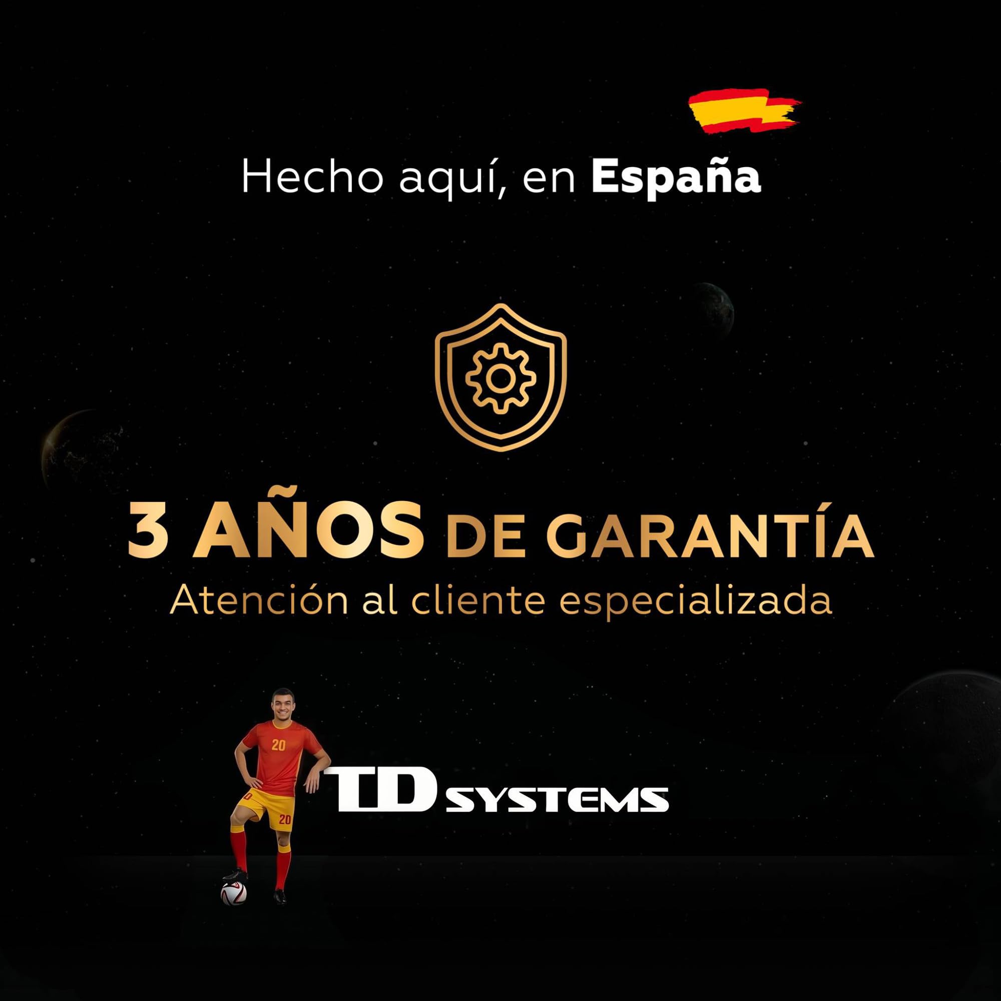 Banner TD Systems con garantía de 3 años y fabricación española, jugador selección española incluido.
