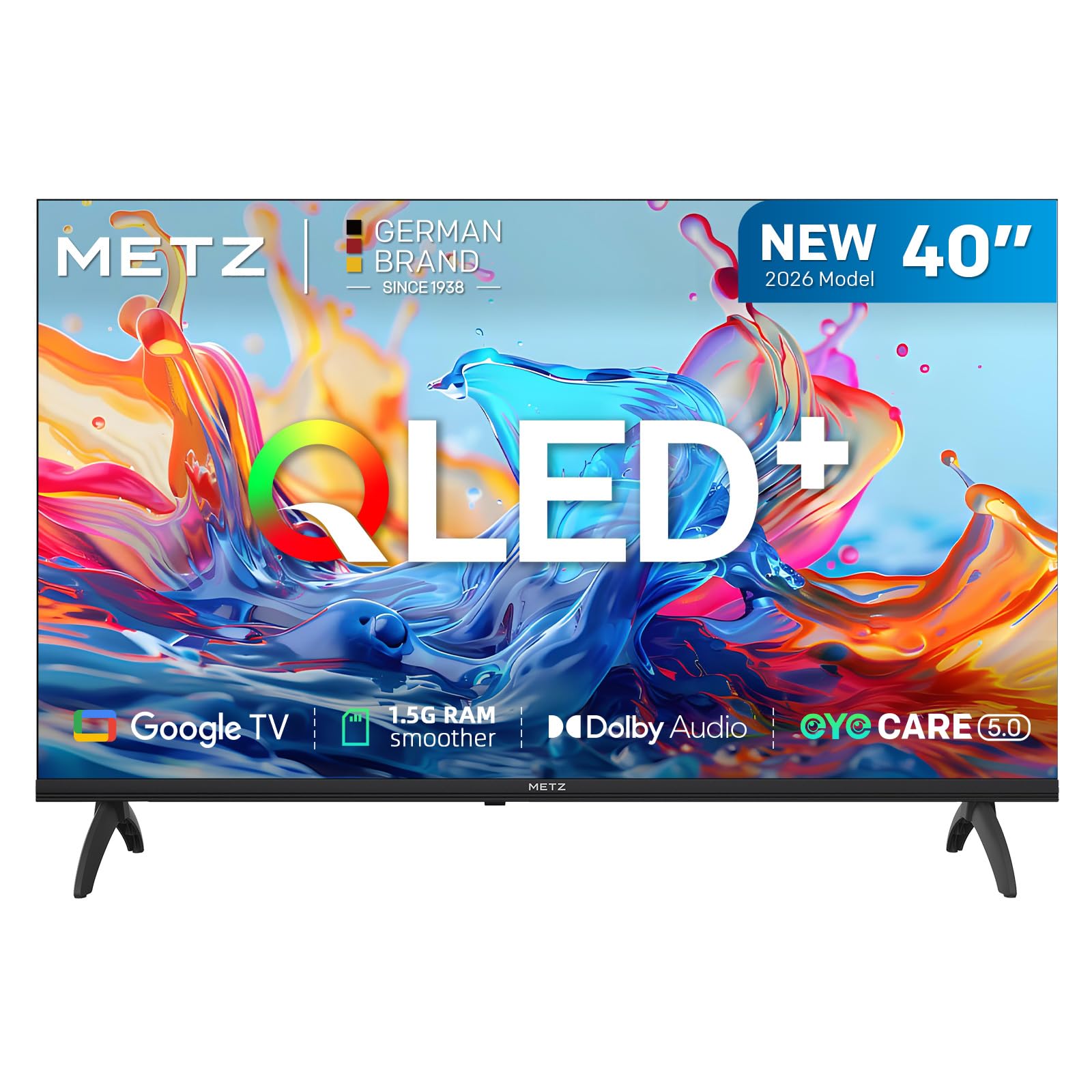 Metz 40 pulgadas Smart TV QLED modelo 2026 vista frontal