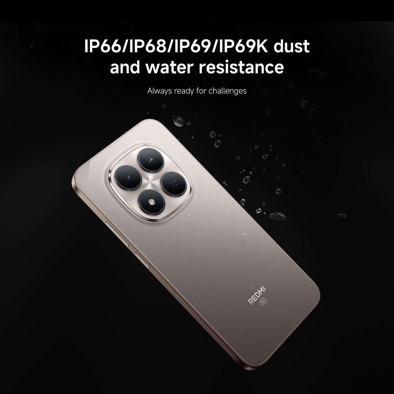 Redmi Note 15 Pro 5G color dorado con cámara de 200MP y resistencia al agua IP69K