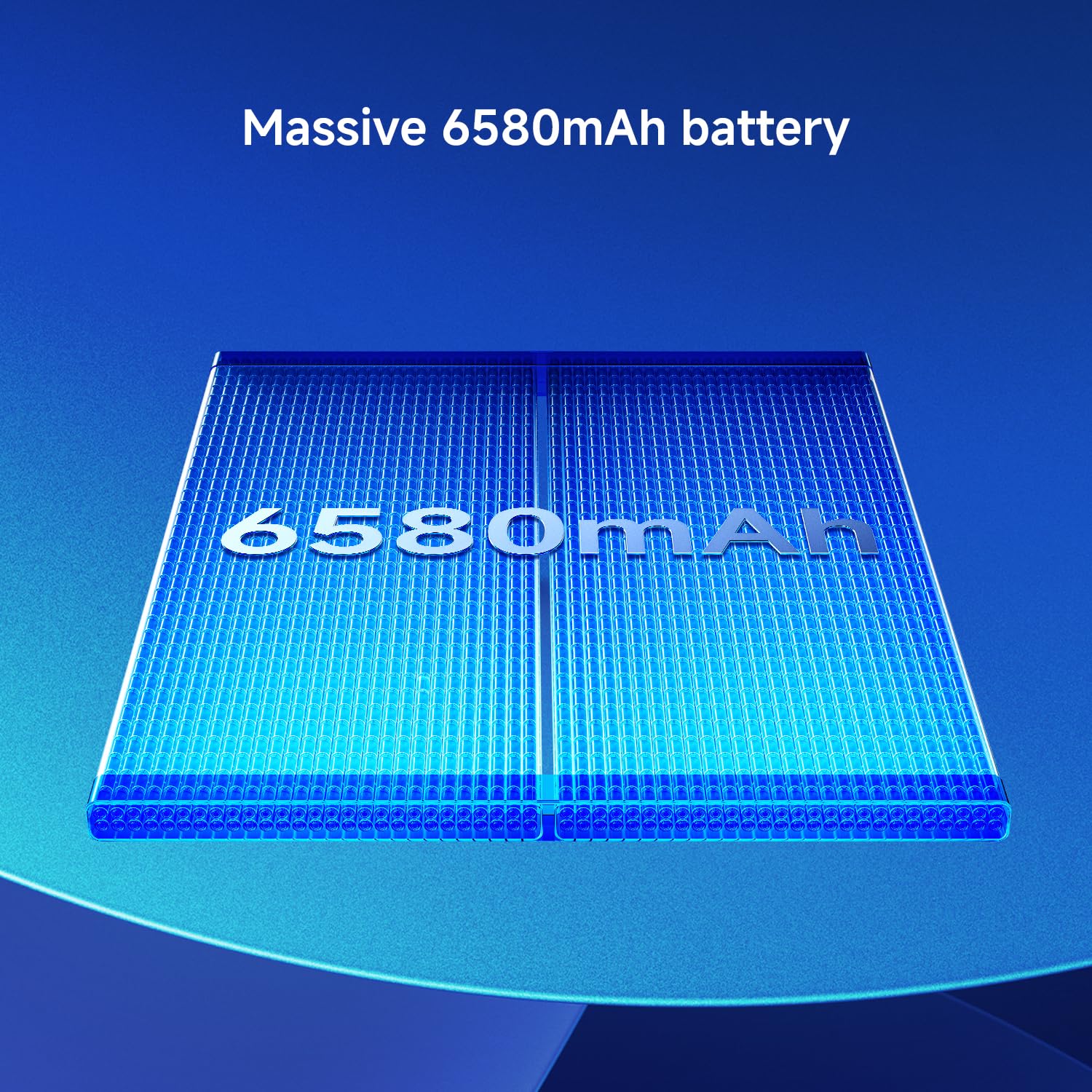 Batería masiva de 6580mAh del Redmi Note 15 Pro 5G renderizada en 3D azul