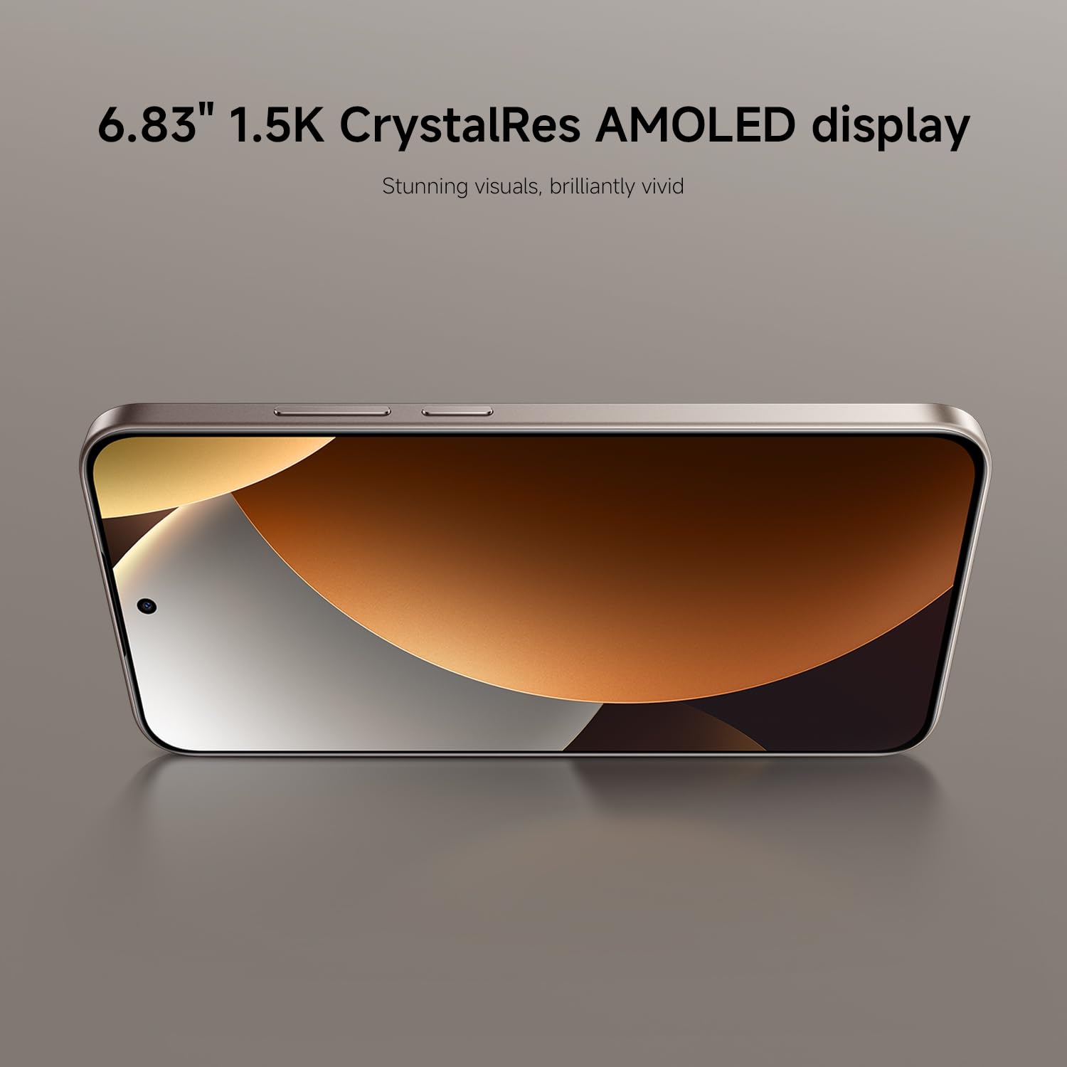 Redmi Note 15 Pro 5G mostrando su pantalla AMOLED 1.5K de 6.83 pulgadas sobre fondo gris