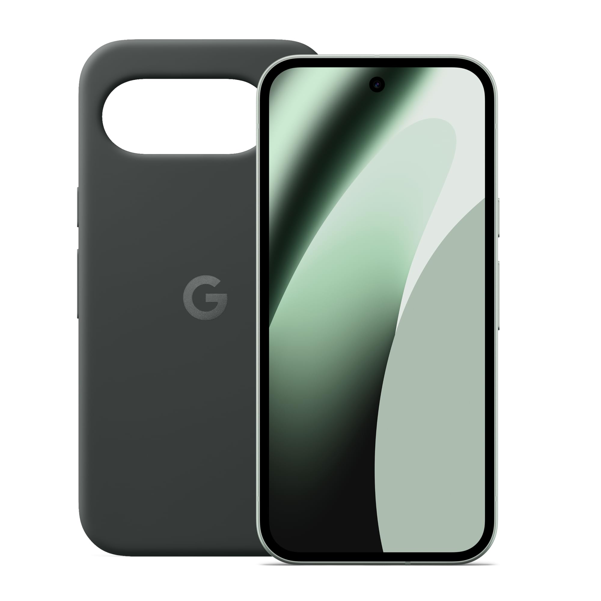 Google Pixel 10a color Obsidiana de 128 GB visto por delante y por detrás.