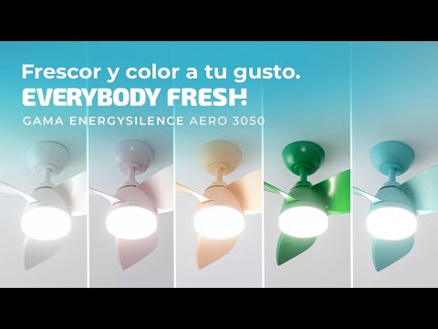 Ventiladores de techo Energysilence Aero 3050 en cinco colores: blanco, rosa, melocotón, verde y turquesa