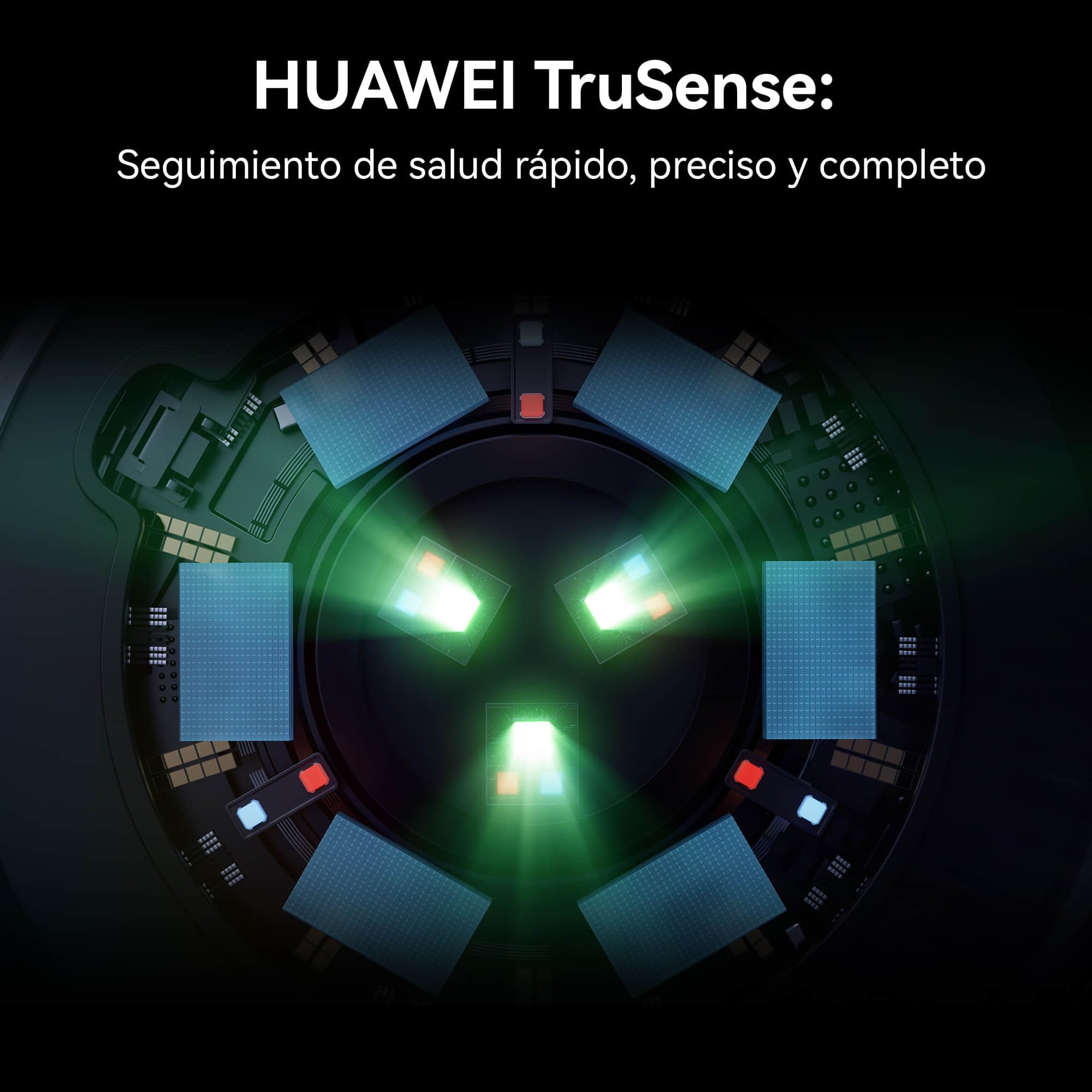Sensores TruSense del HUAWEI Watch GT 5 utilizados para el seguimiento de salud y actividad.