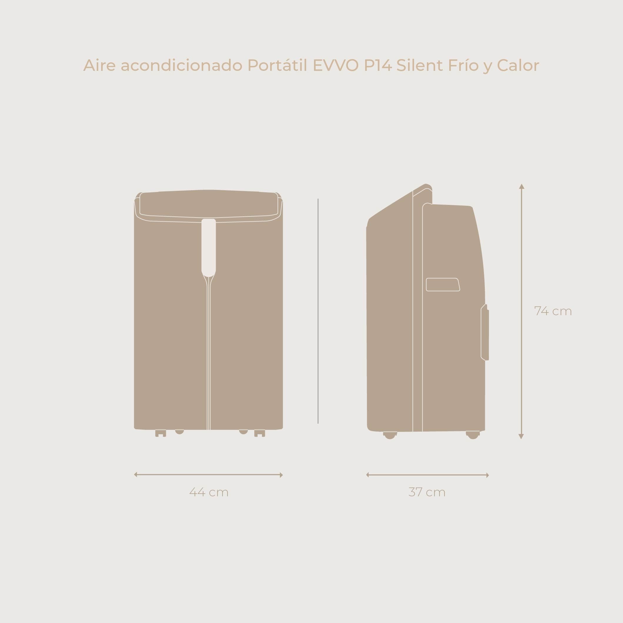 Dimensiones aire acondicionado portátil EVVO Clima Silent 14000 BTU
