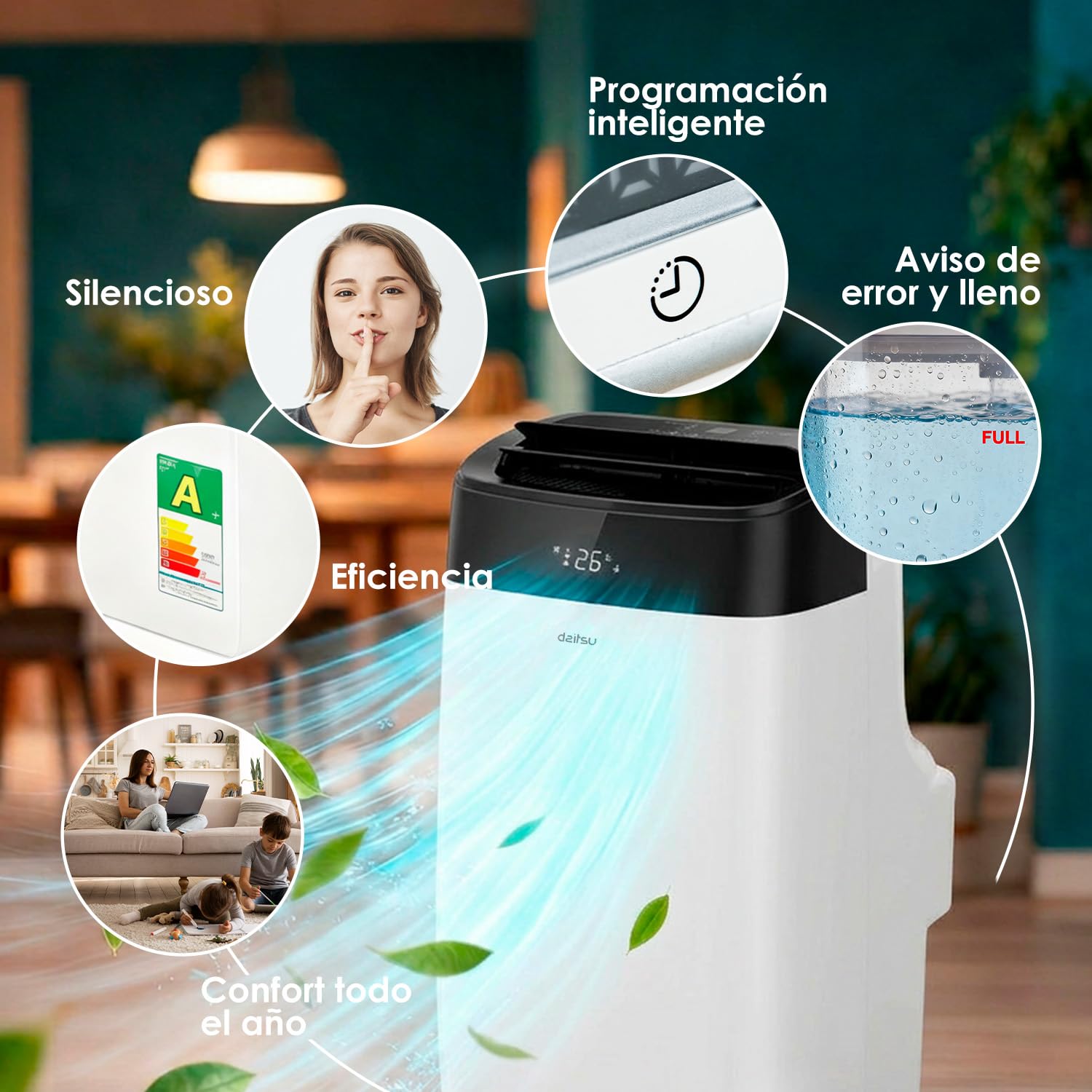 Aire acondicionado portátil Daitsu Alisios con funciones inteligentes y eficiencia