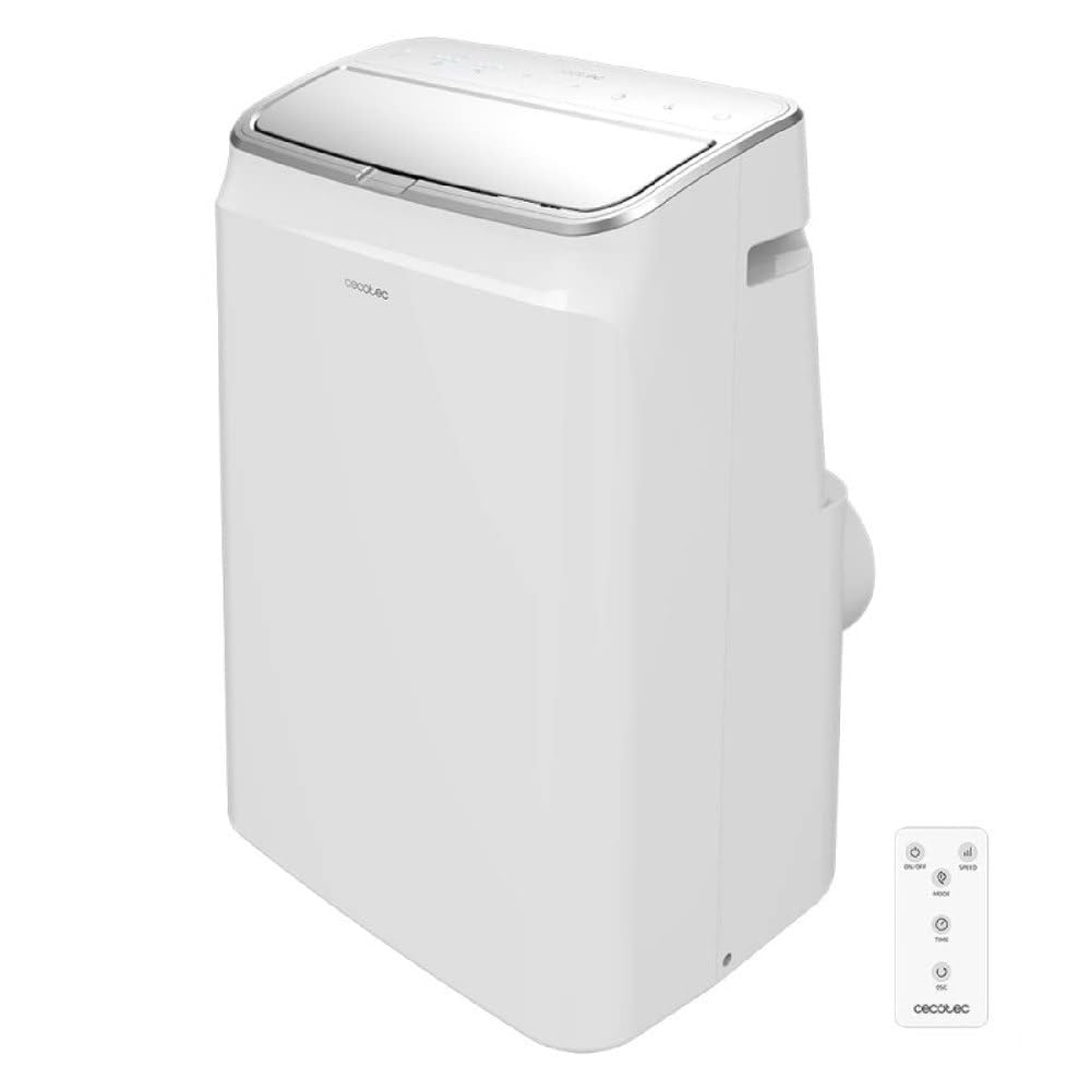 Aire acondicionado portátil Cecotec con mando y pantalla LED.