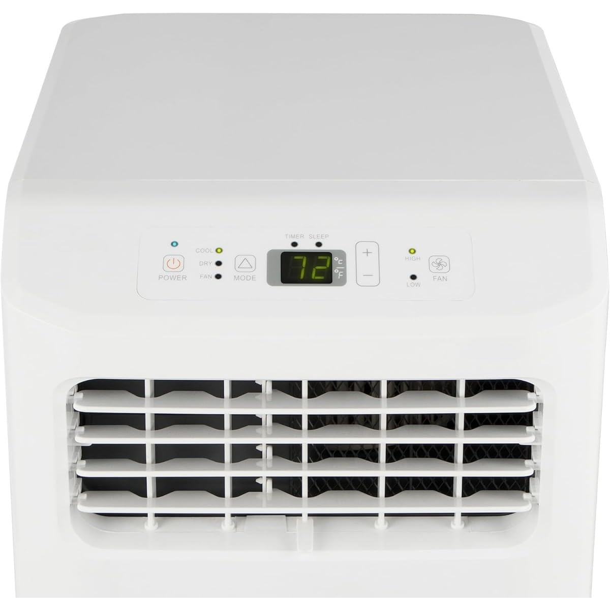 Aire acondicionado portátil Hisense APC07KV con panel LED y rejilla frontal blanca