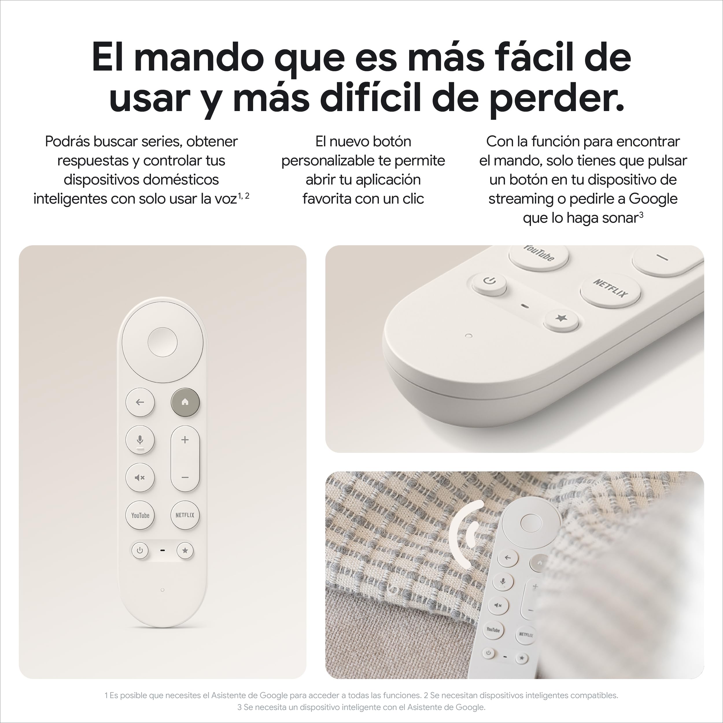 Mando Google TV porcelana con botones y función de control por voz