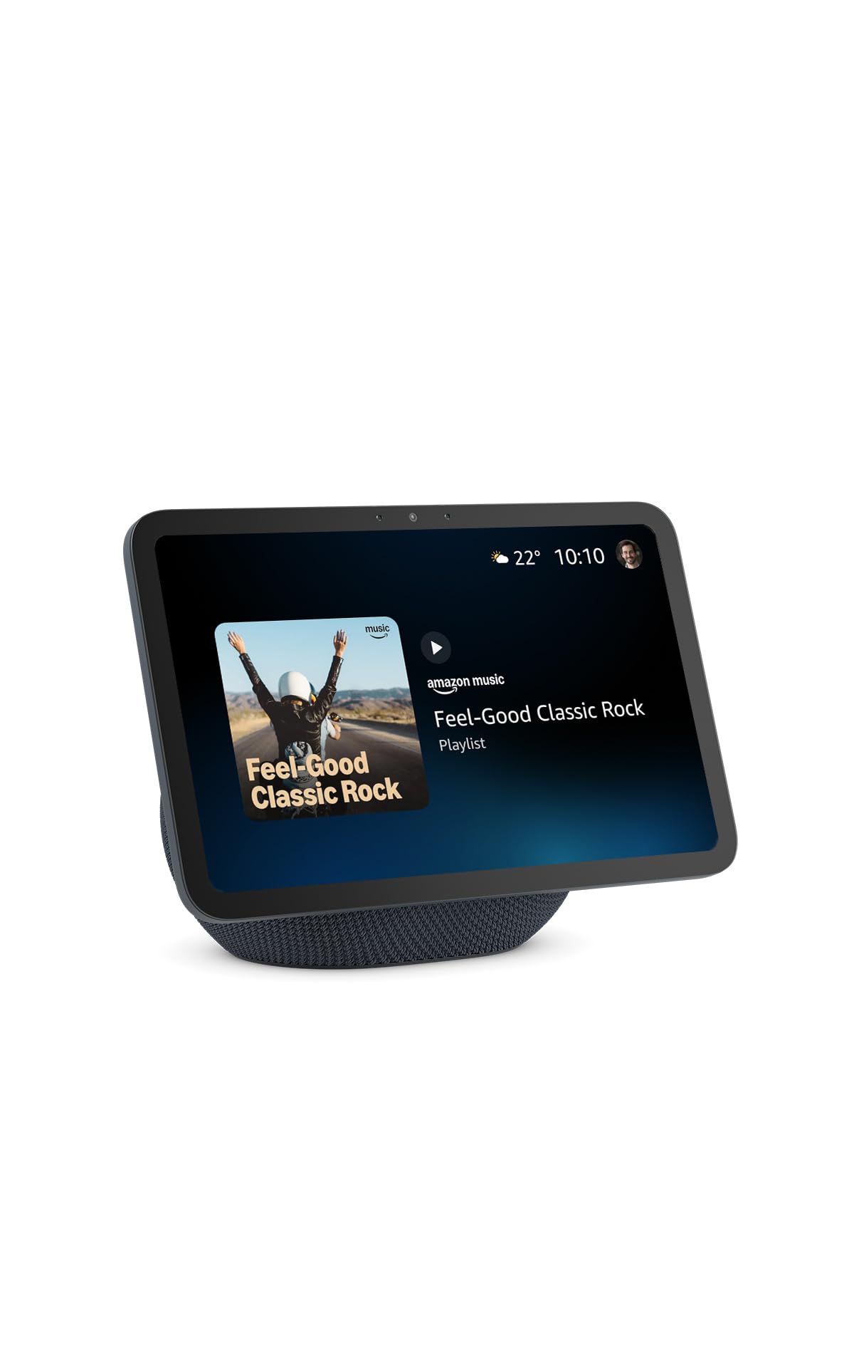 Amazon Echo Show 8 gris grafito con pantalla mostrando música