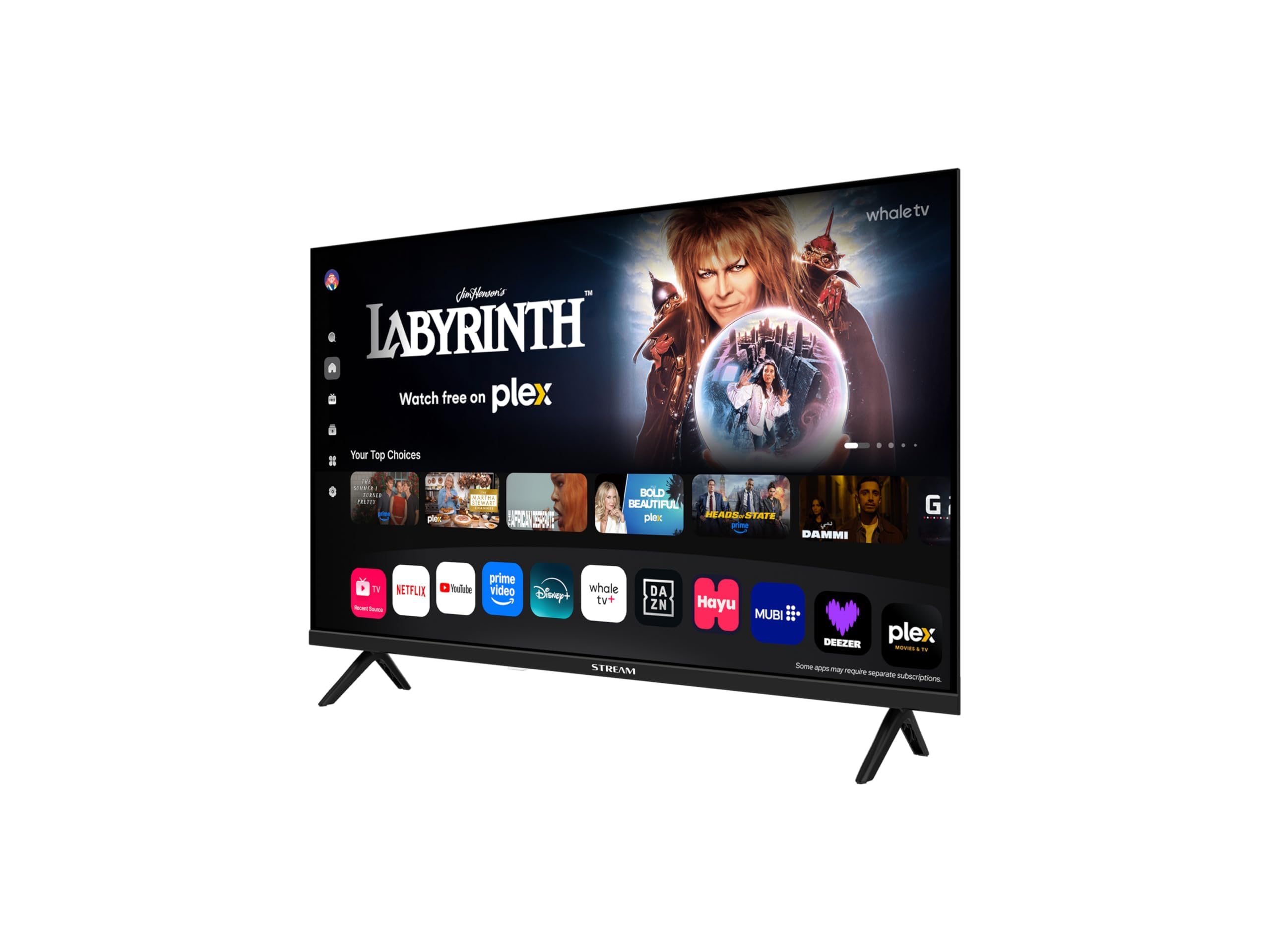 Smart TV Stream System 32 pulgadas con apps en pantalla y diseño frameless.