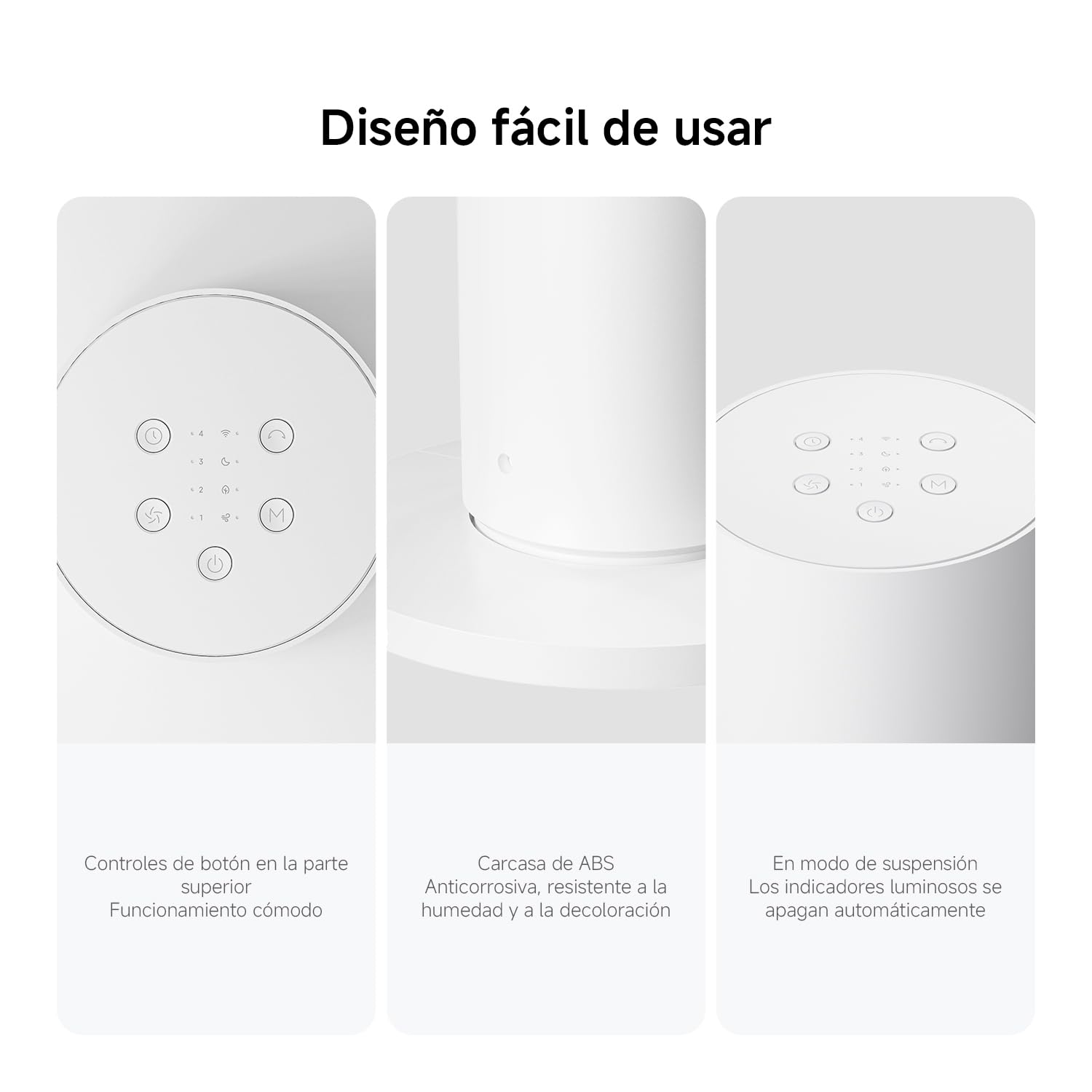 Ventilador de torre Xiaomi Smart 2 EU blanco con panel de control táctil minimalista.