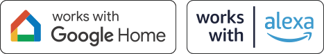 Logos de Google Home y Alexa indicando compatibilidad.