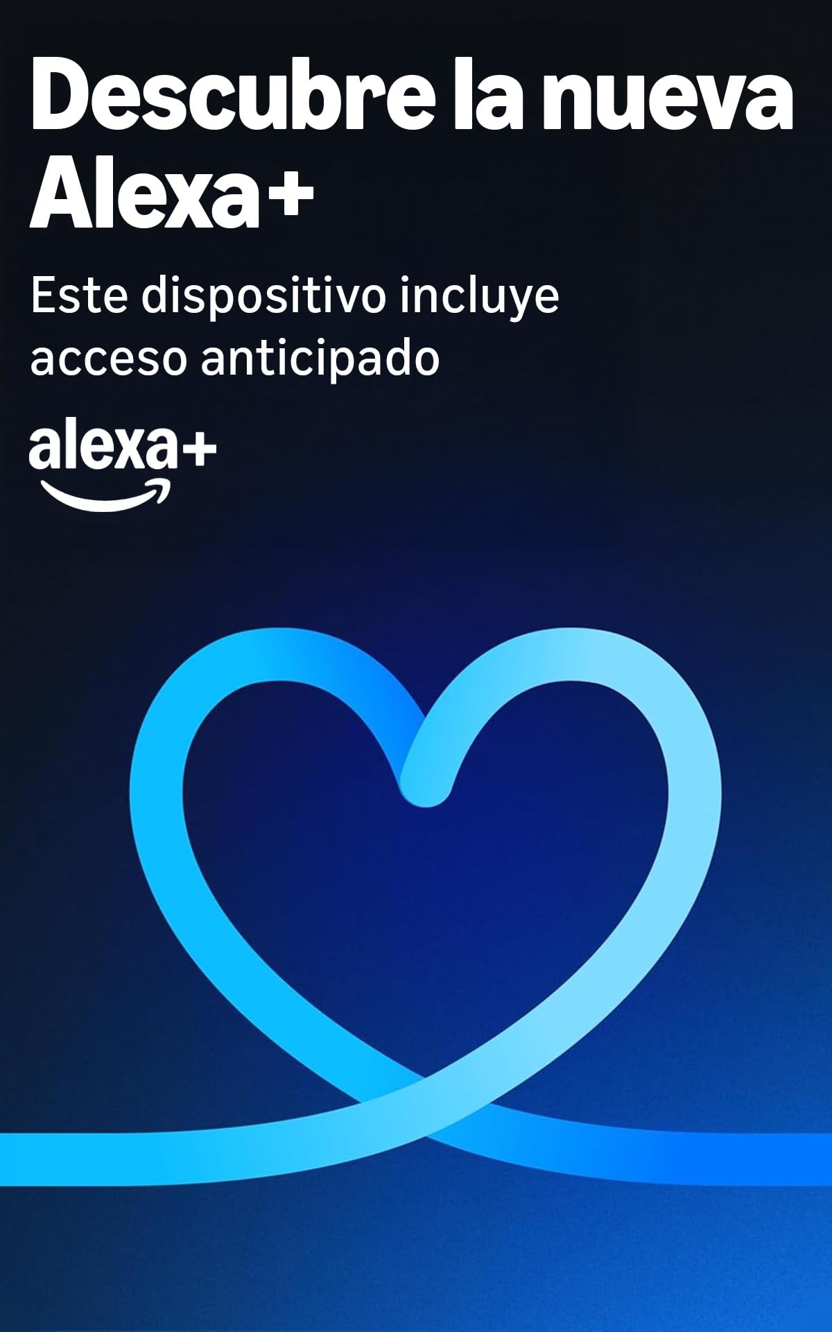 Anuncio acceso anticipado Alexa+ con corazón azul brillante