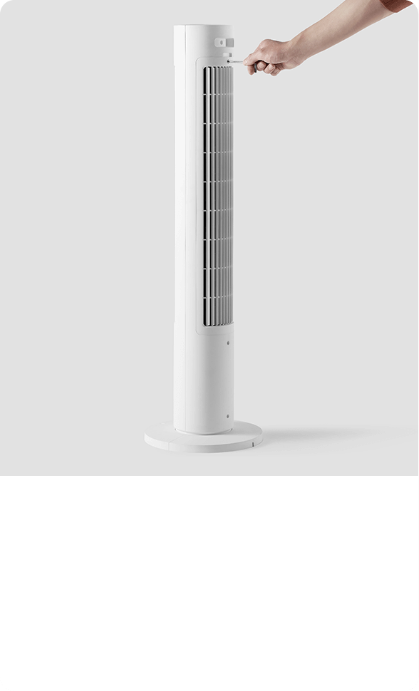 Ventilador torre blanco con control ajustado a mano
