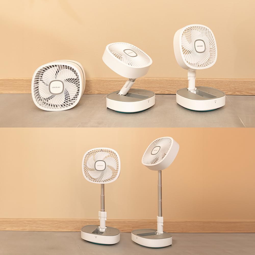 Ventilador portátil plegable Cecotec EnergySilence 1000 en varias posiciones