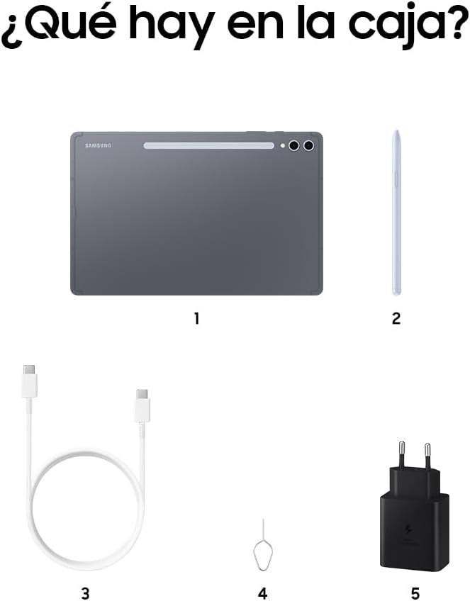 Samsung Galaxy Tab S10+ gris con S Pen, cargador, cable, herramienta de extracción de SIM