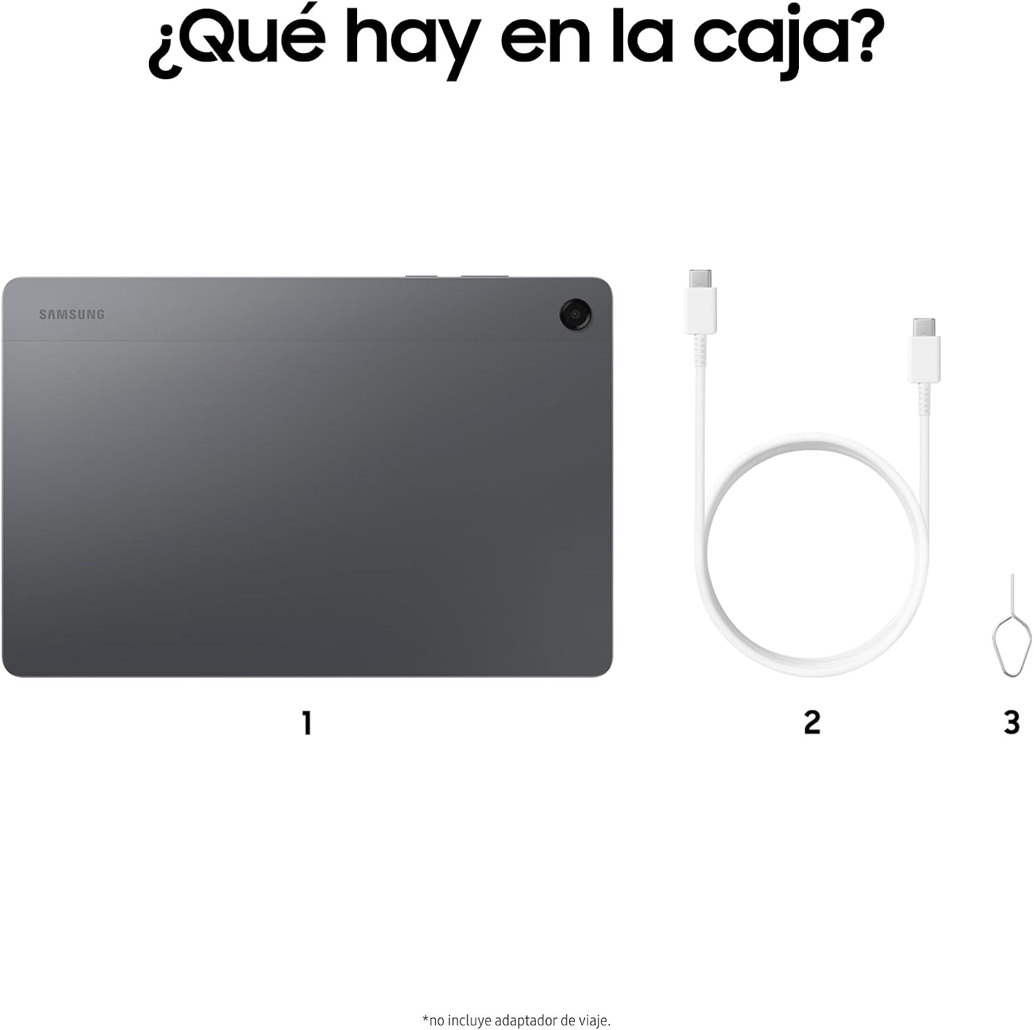 Samsung Galaxy Tab A11+ junto a accesorios mostrados en una imagen comercial