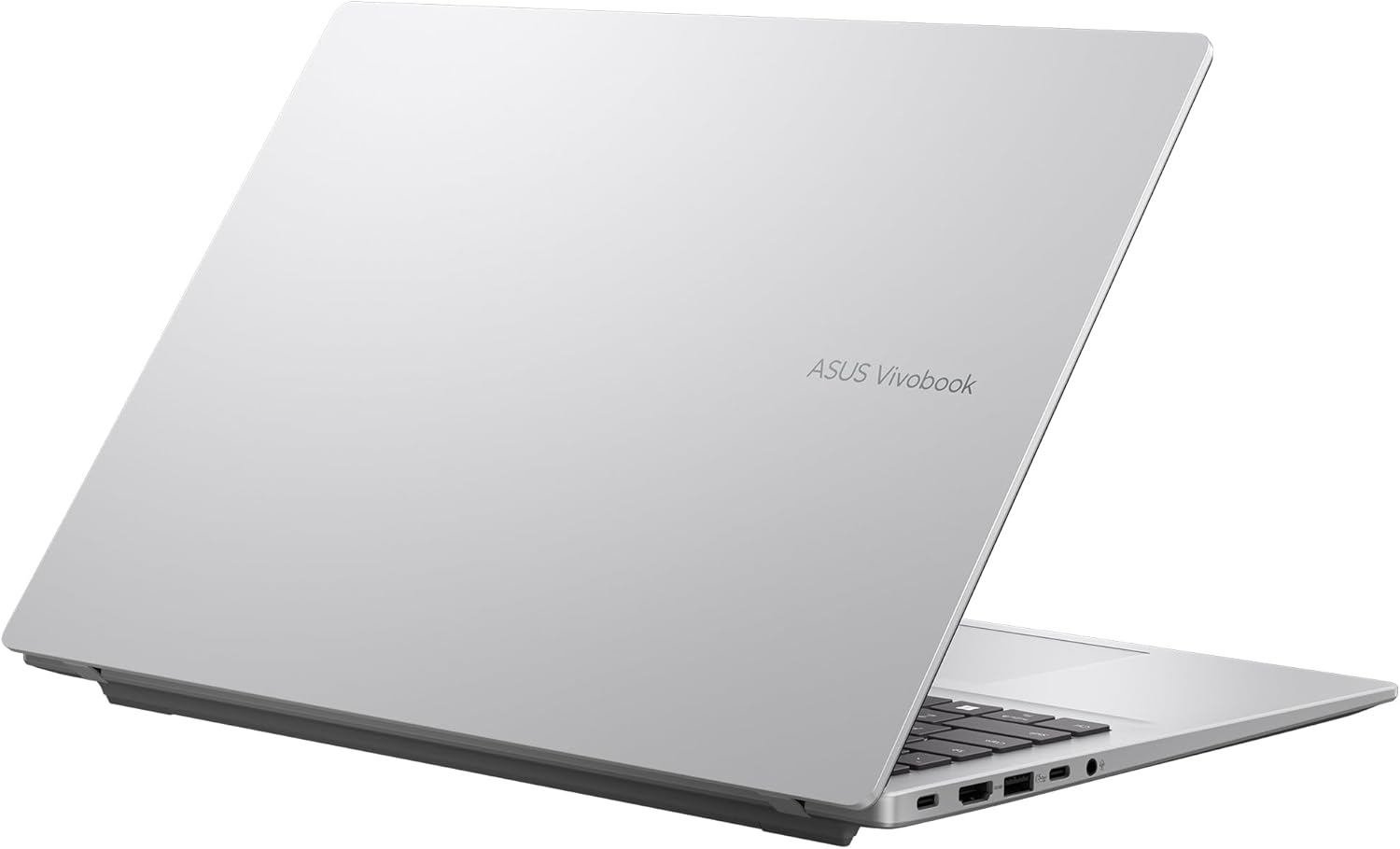 Portátil ASUS Vivobook parcialmente abierto, logo visible.