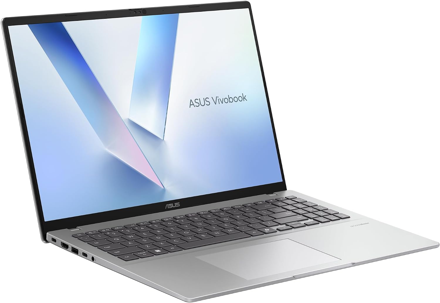 ASUS Vivobook portátil abierto con pantalla, teclado y touchpad visibles.