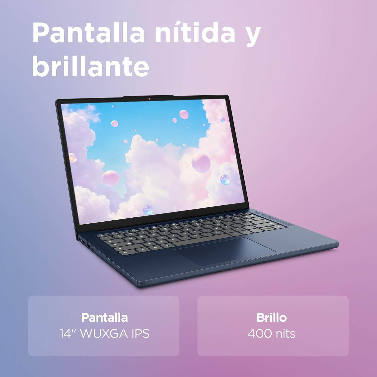 Portátil Lenovo Chromebook Gen 11 de 14 pulgadas con pantalla brillante y nítida.