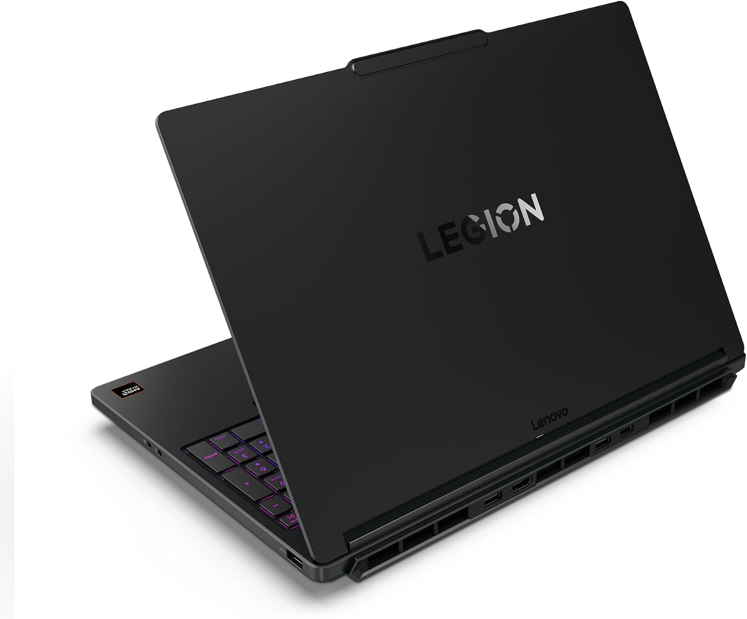 Lenovo 83Q70040SP: Diseño abierto del portátil con logo y teclado
