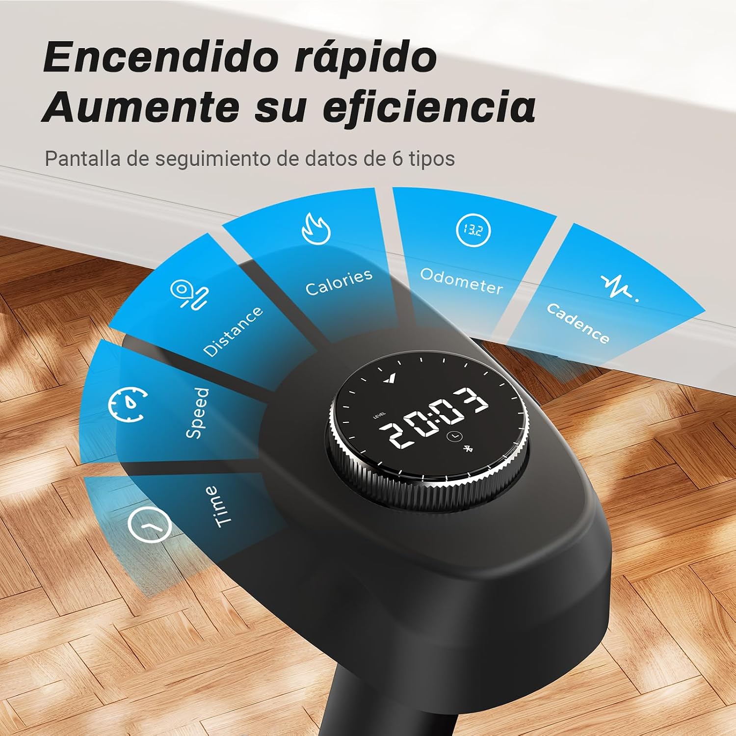 Bicicleta estática con monitor LED y resistencia ajustable
