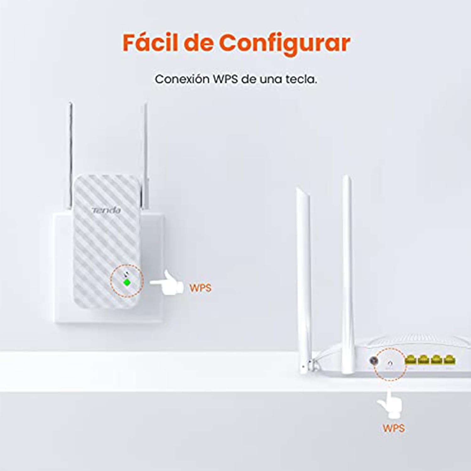 Guía de configuración WPS para un repetidor WiFi Tenda A9 N300.