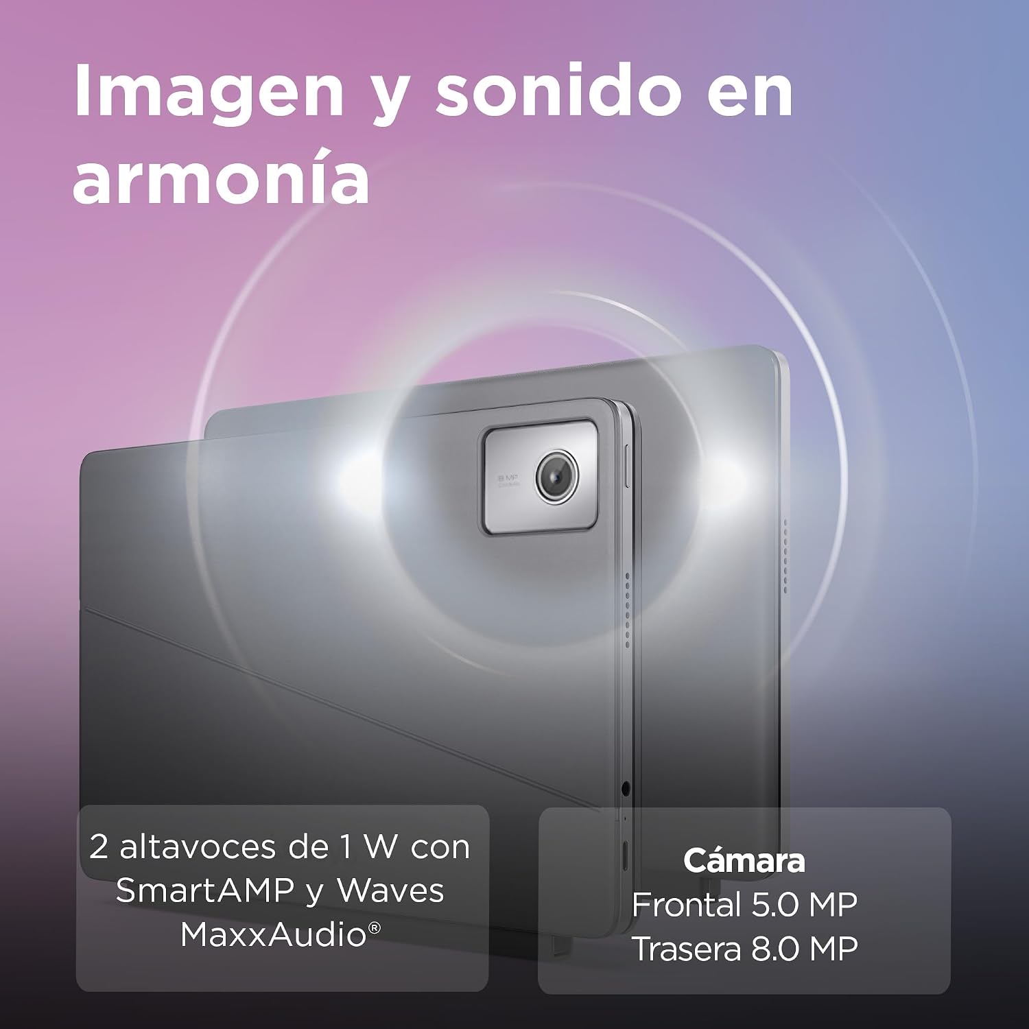 Tableta con cámara y sonido destacados