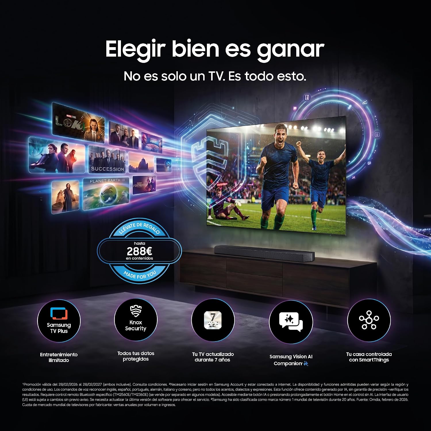 Samsung TV anuncio con fútbol y series populares