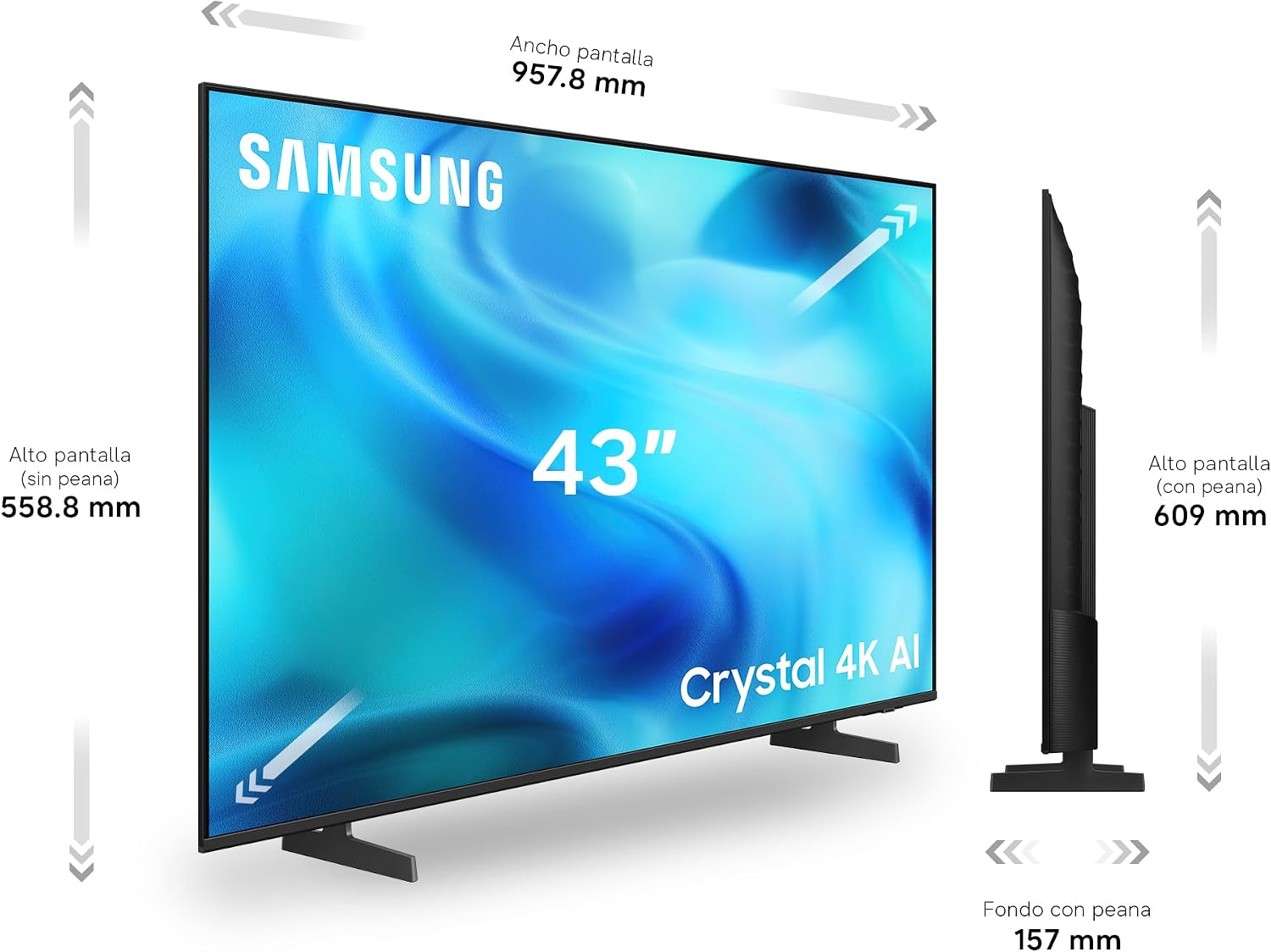 Samsung U8075H: Vistas y dimensiones del producto