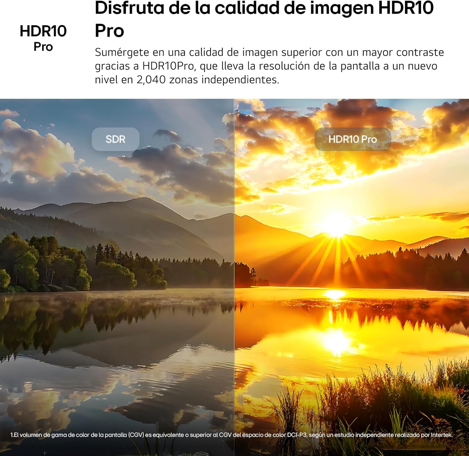 Comparación SDR vs HDR10 Pro en un paisaje natural