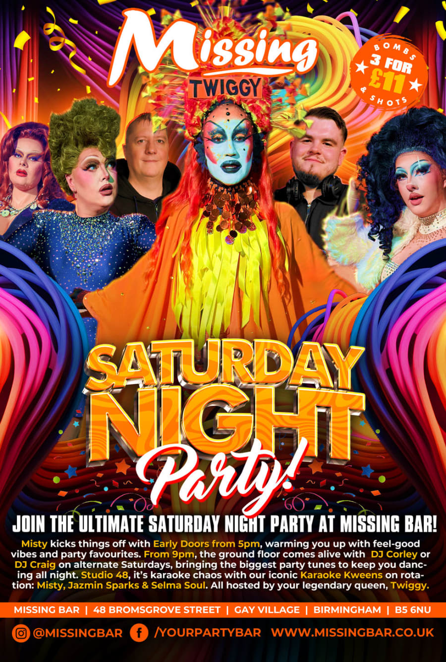 Saturday Night Party at Missing Bar poster