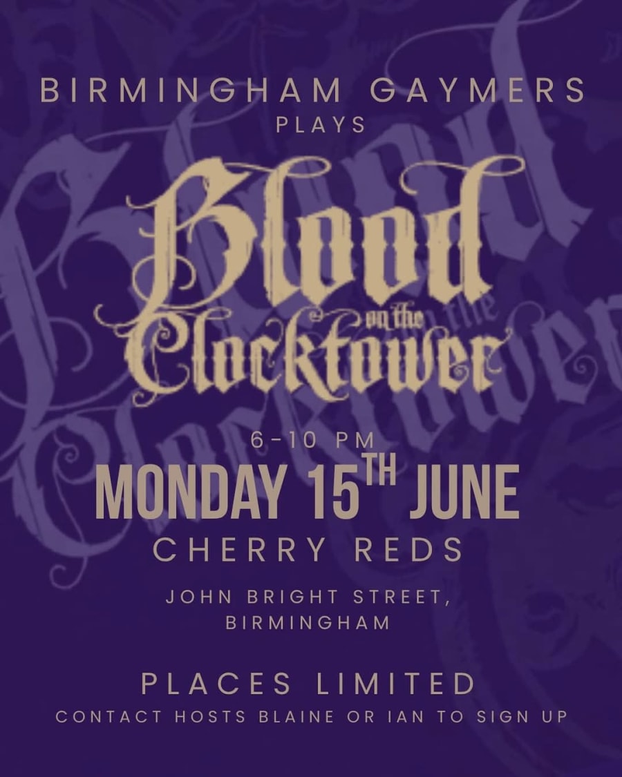 Birmingham Gaymers: Blood on the Clocktower poster