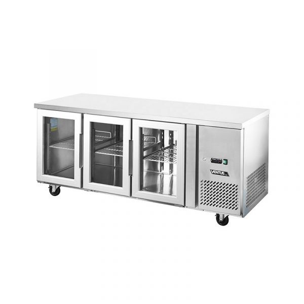 Mesón Refrigerado Puertas de Vidrio 420 Litros VMR3PS420V