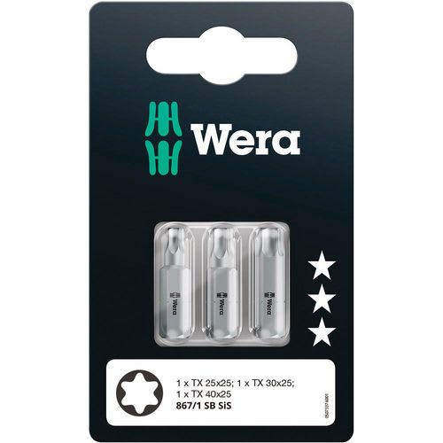 Blister Puntas TORX® (3) 867/1 Z TX25 / TX30 / TX40 Wera