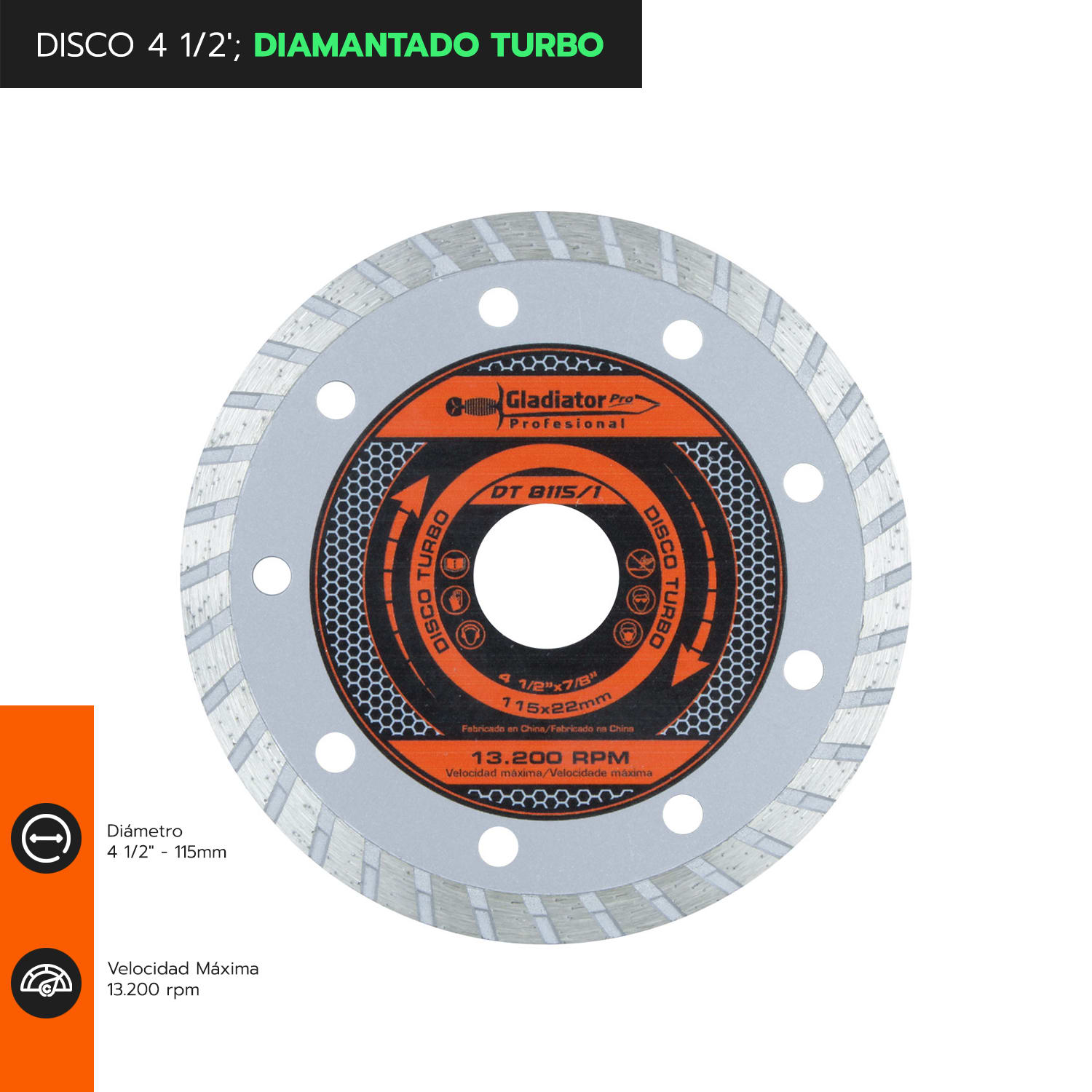 DISCO 4 1/2 DIAMANATADO TURBO DT8115/1