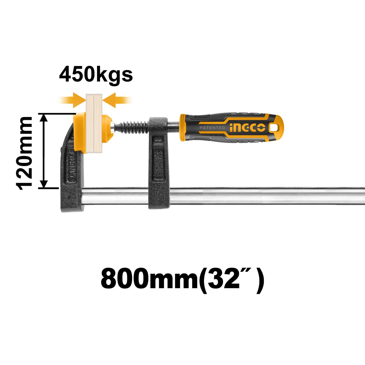 PRENSA SARGENTO EN F INDUSTRIAL 120X800MM INGCO HFC021203