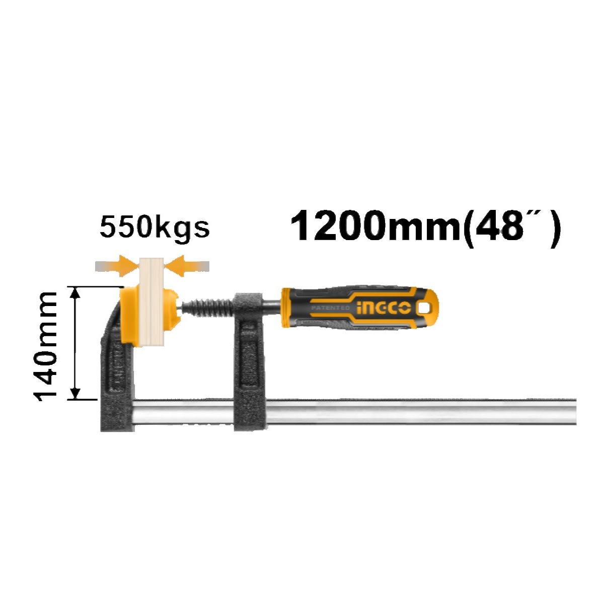 PRENSA SARGENTO EN F INDUSTRIAL 140 X 1200 MM INGCO HFC021205