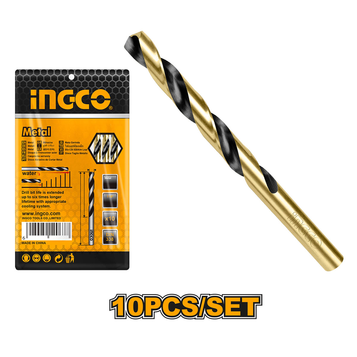 BROCAS PARA METAL HSS 10 PIEZAS 7X109MM INGCO DBT1100703