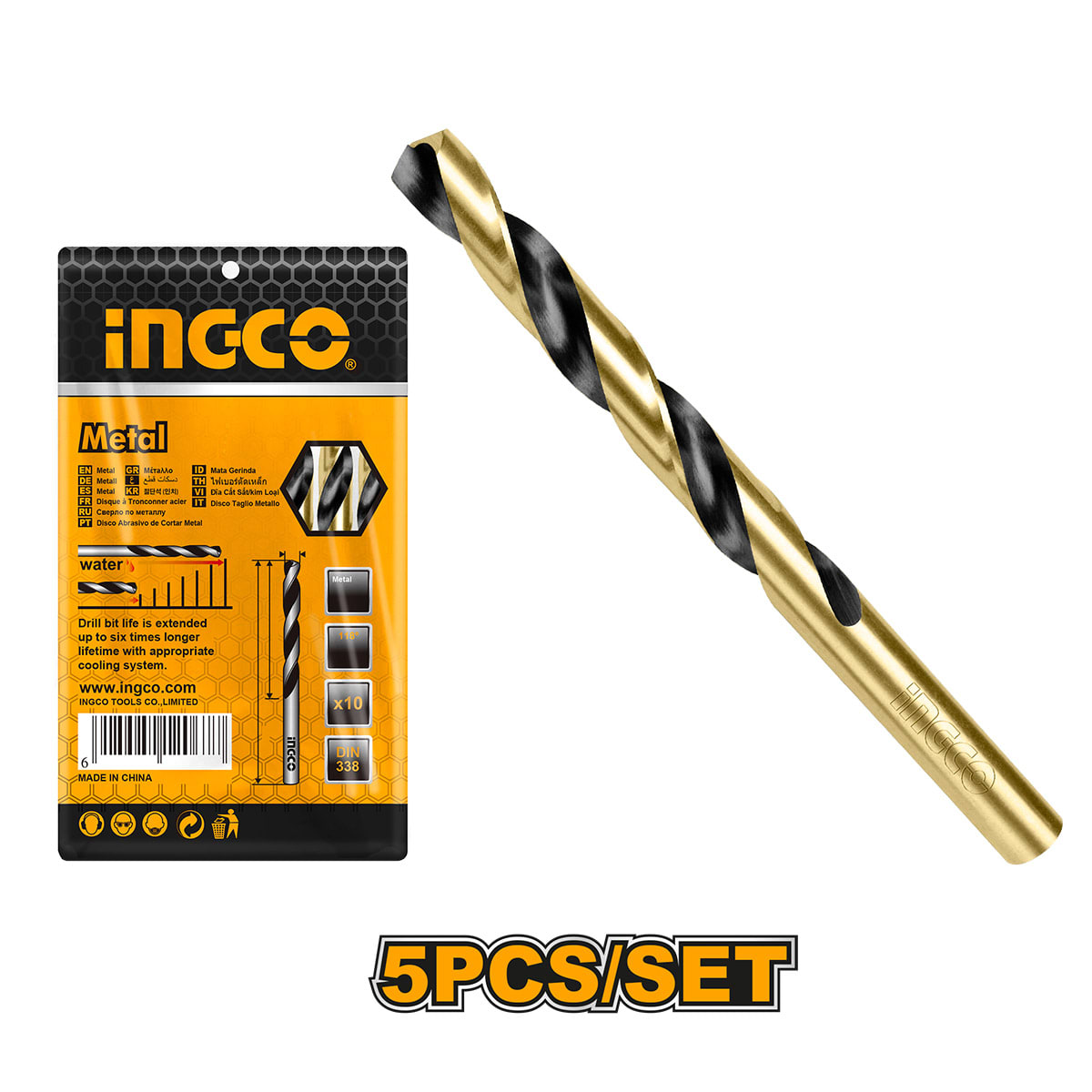 BROCAS PARA METAL HSS 5 PIEZAS 9X125MM INGCO DBT1100903