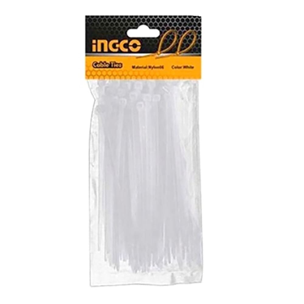 PACK 100 AMARRAS PLASTICAS BLANCAS 3.6X200MM INGCO HCT2001