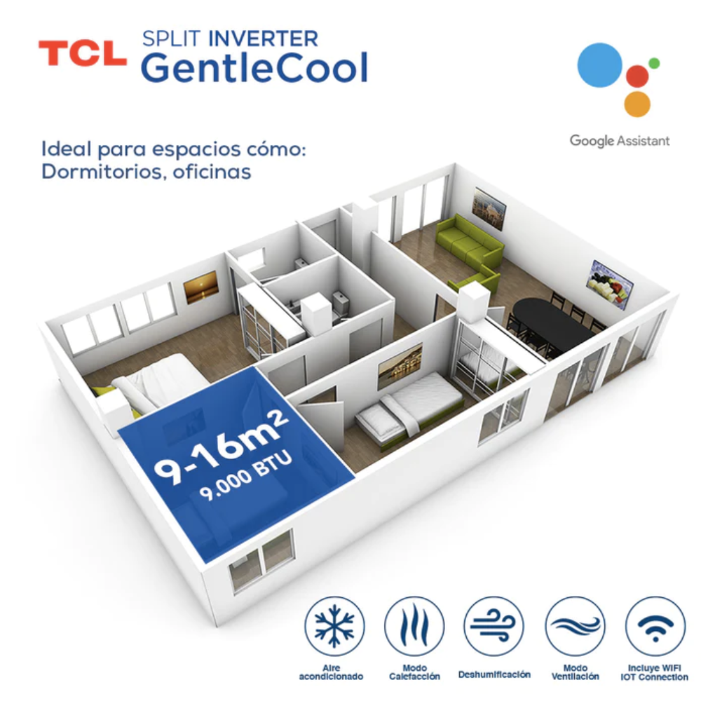 Aire Acondicionado Inverter TCL 9000 BTU Frio-Calor WIFI