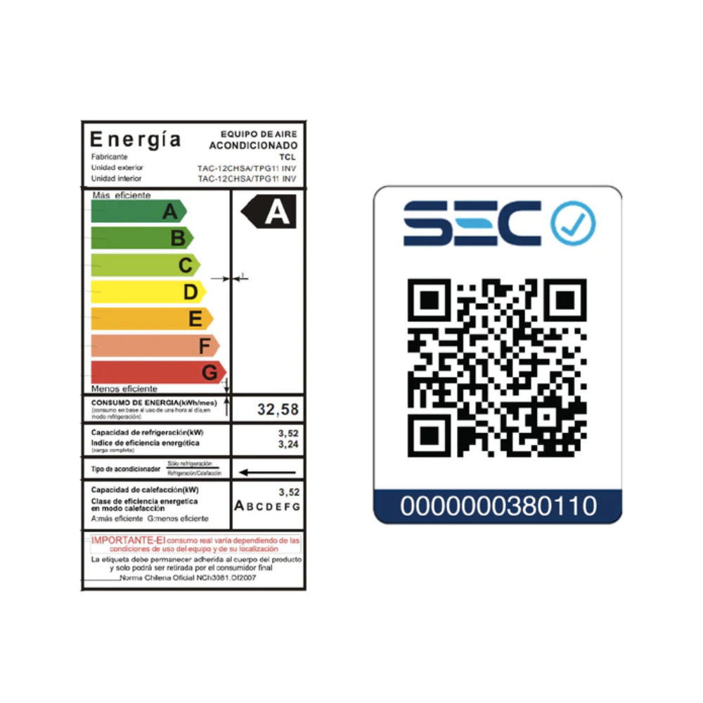 Aire Acondicionado Inverter TCL 12000 BTU Frio-Calor WIFI