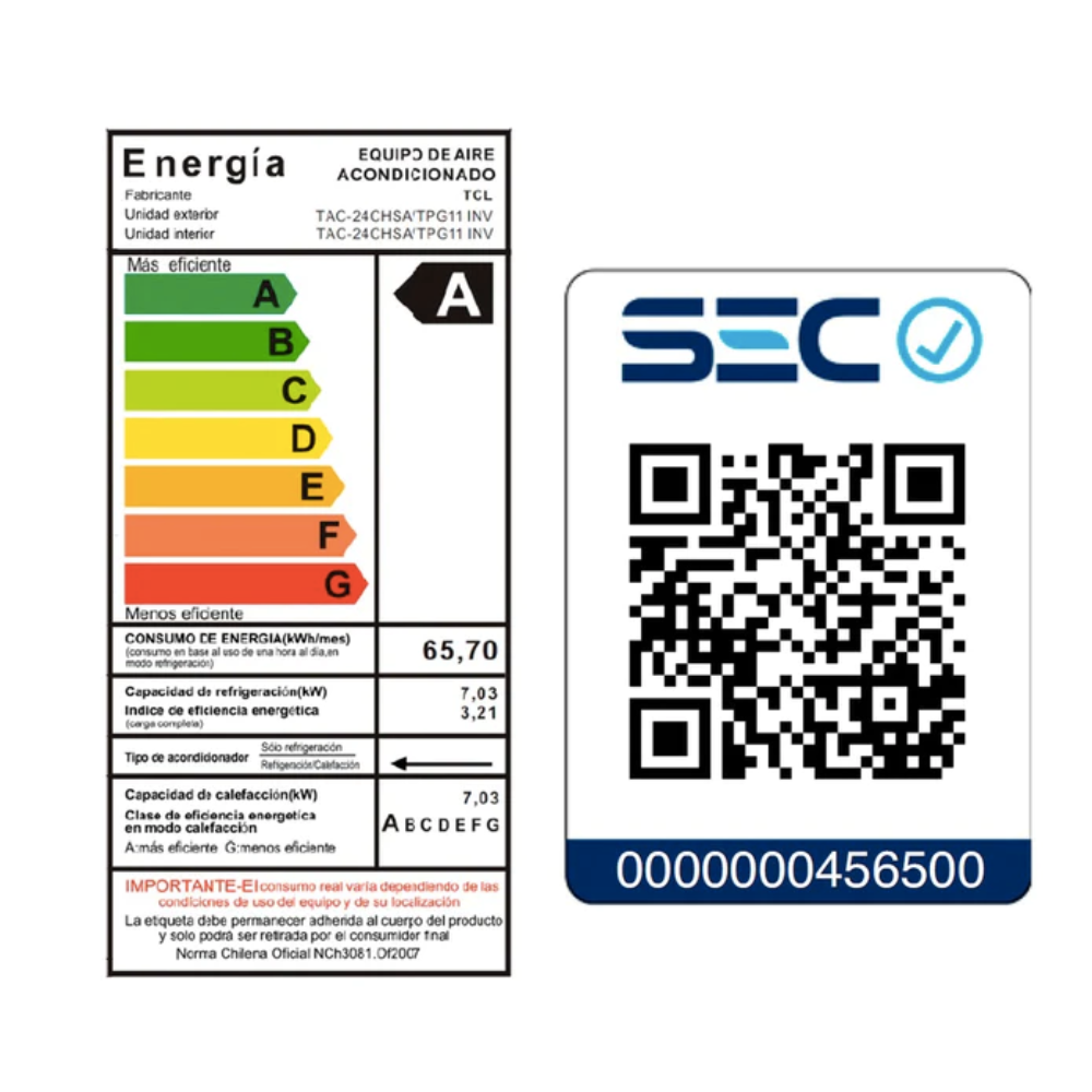 Aire Acondicionado Inverter TCL 24000 BTU Frio-Calor WIFI