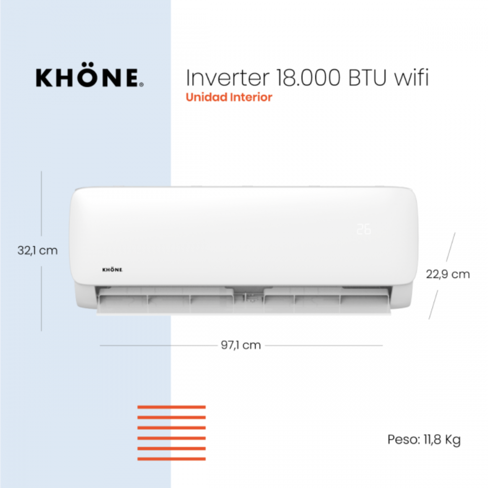 CLIMATIZADOR SPLIT KHÖNE INVERTER WIFI 18000 BTU/h