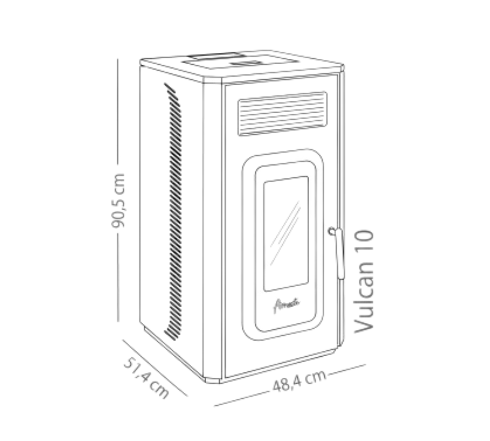 Estufa a pellet Vulcan 10 rojo italiano Amesti