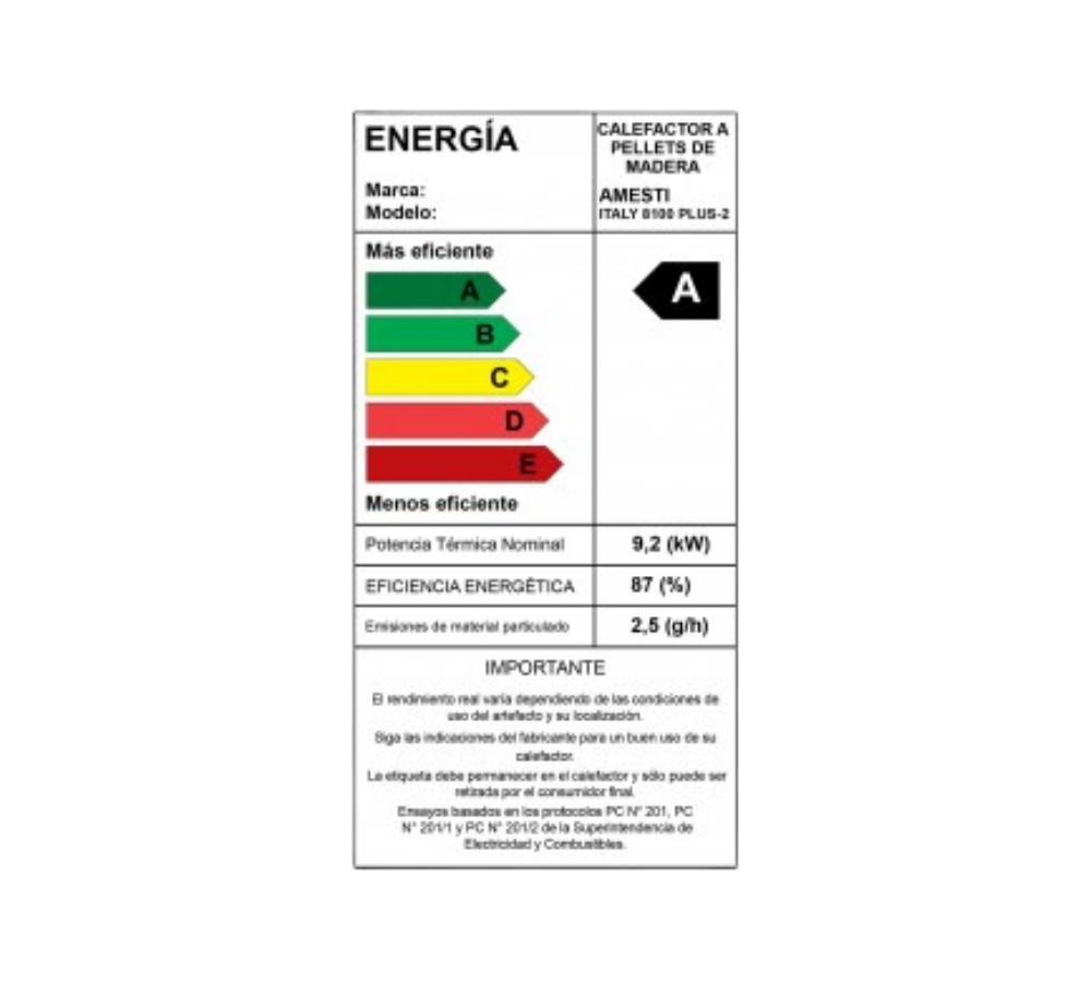 Estufa A Pellet Amesti Italy 8100 Negra