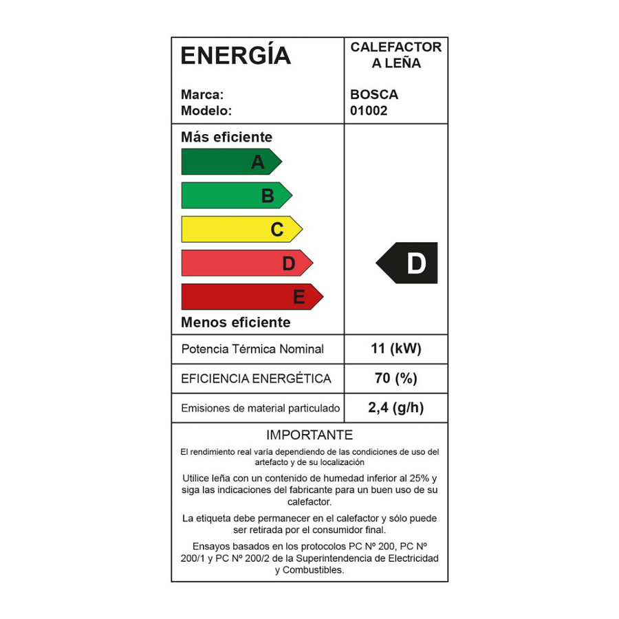 Estufa a leña Gold 380 Burdeo Bosca